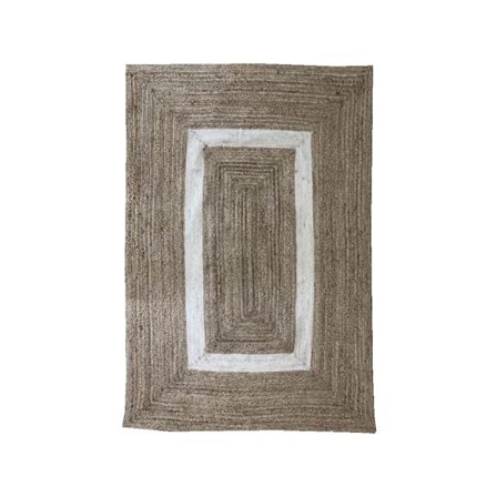 Indigo Jute Bomulds Tæppe, 140x210cm, Naturbeige