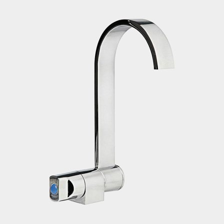 Single galley tap, with folding spout, chrome-plated brass