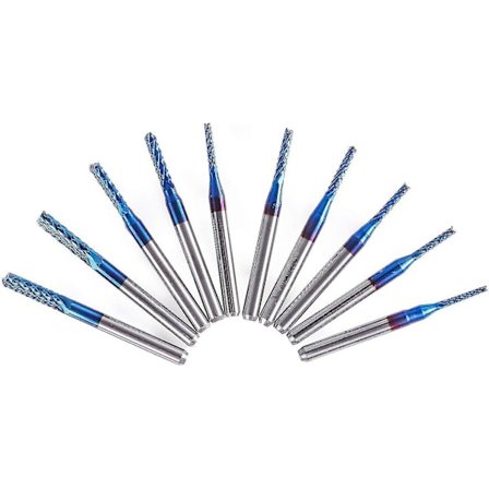 SainSmart 10 stk Nano Blå Belægning CNC Fræser, 1,5-3,175 mm, 1/8 Skaft