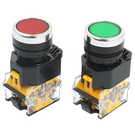 2st 22mm Montering 10a 380v Dpst Röd Grön Momentan Tryckknapp