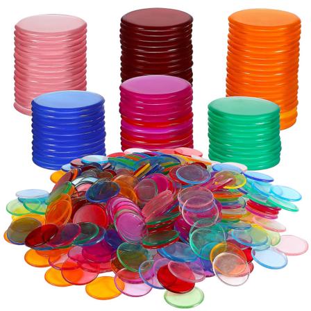 500 stk. Bingo-brikker i plast, runde brikker, markører for bingospill, kort, tellelek, tilbehør til spill [HK]
