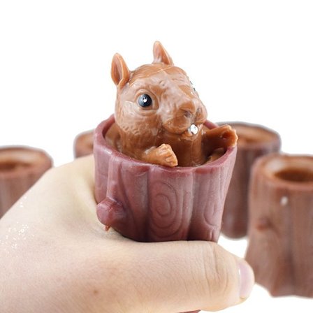 Silikon ekorn kopp 3-delt ekorn leketøy barns ekorn kopp ekorn leketøy form egnet for venner.