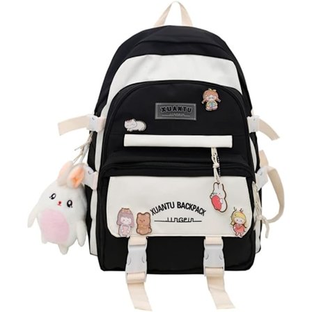 Kawaii rygsække til piger, hverdagsrygsæk til teenagepiger (sort)