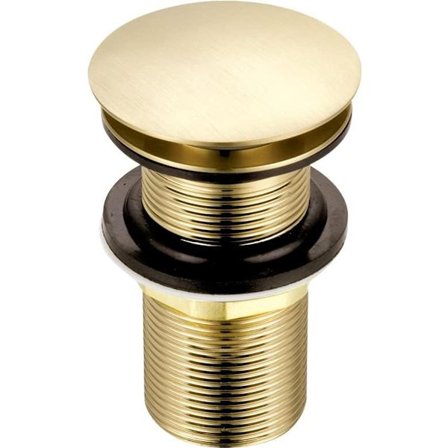 Udskiftningsvaskprop, kuppelformet tryklås, børstet messing, rund, standardtilslutning, G 1 1/4" BSP, 1 stk.