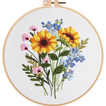 Kirjontaommelharjoitussarja Kukkakirjonta E E