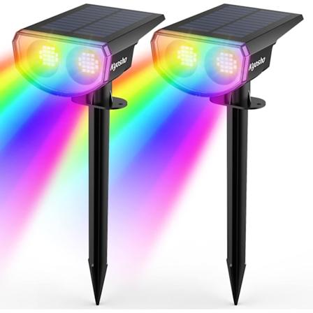 Pc Solar Farve Spotlys Udendørs, 9 Lystilstande Halloween Jul 38 LED'er Farveskiftende Træ Pool Udendørs Lys