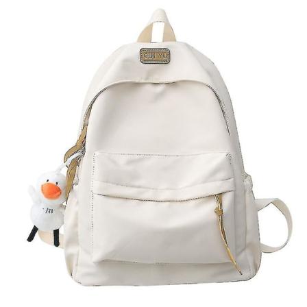 Gymnasbager for jenter College Student Laptop Ryggsekk Dame Skolesekk Tenåringsjente Svart Boksekk Søt Ande-dukke Hvit v