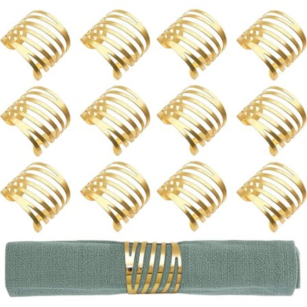 Servietringe sæt med 12 guld stof servietter holder til bryllup