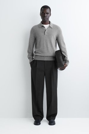 COS Men's Polo In Cashmere Senza Cuciture in Grigio