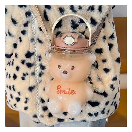 Bear Halmflaska Tecknad Kid Vattenflaska Klar Anti-läckage Återanvändbar vattenflaska