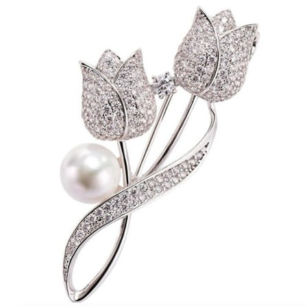 Dame Brosje Rhinestone Blomst Brosje Anti- Dress Brosje Krage Pin Smykker Farge: Sølv