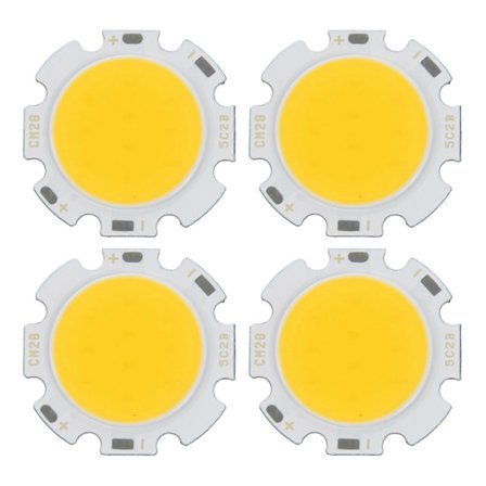 4x 5w Chip Lys Rund Cob Super Bright Led Lys Led Lampe Pærer Varm Hvid Dc15-17v