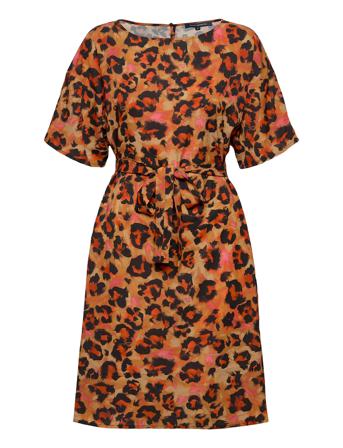 Bernadia Crepe Bltd Prntd Drss Orange French Connection