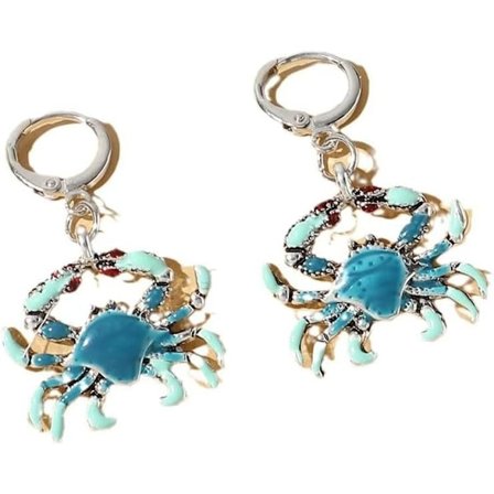 Krabba Hängande Örhängen med Turkos Stenar och Pärlor, Set om 2