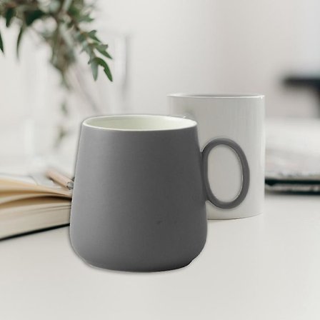 Keramisk Mugg Casual Milk Tea Shop Pot Belly Cup Enkelt Öra Handtag, E