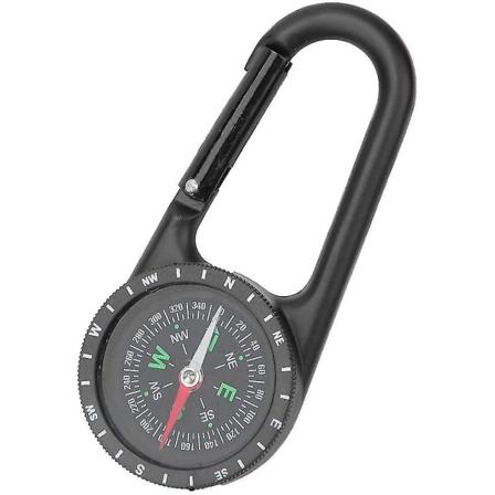 Kompass, Bärbar Karabinkompass i Zinklegering med Graderad Ring Utomhus Navigationsverktyg (2 st, Svart)