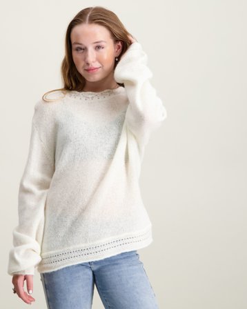 Gina Tricot Young 14+ 14+ knitted open back sweater Vit Tröjor Tjej - Kids Brand Store
