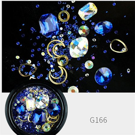 Nagelkonst Strass Oregelbunden AB Borrar ihåliga nitar Pärlor Klistermärke DIY Manikyrverktyg G166