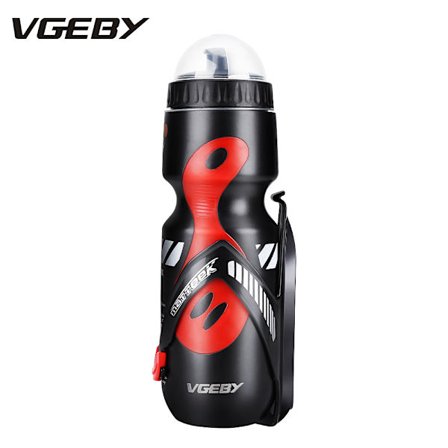 650 ml vattenflaska med cykelhållare för mountainbikes (svart+röd)