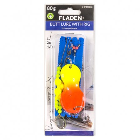 Fladen Butt Lure with Pearl Spoon 100g 55cm line 0.50mm 1/0 - Yellow/O