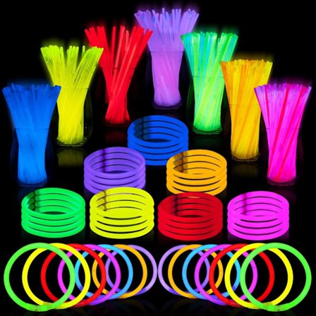200 kpl Glow Sticks -valotikkuja suurpakkauksessa, 20 cm, Glow Sticks -rannekkeet kaulakorut, Loistaa pimeässä, Pääsiäinen, Joulu, Halloween-