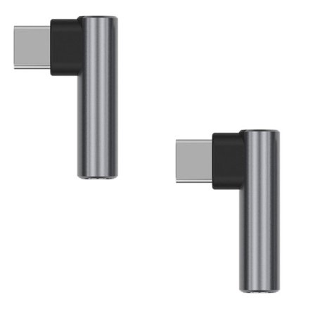 2-pack USB C till 3,5 mm ljudhörlursadapter Typ C till grå