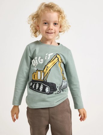 Lindex Top Ls Working Vehicles - Green - 104