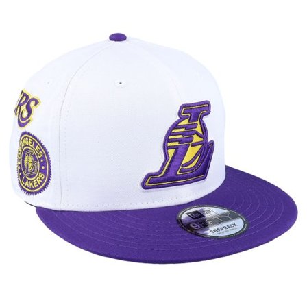 New Era - NBA Vit snapback Keps - Los Angeles Lakers All Over Patch 9FIFTY White/Purple Snapback @ Hatstore