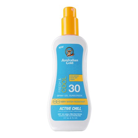 Australian Gold SPF30 Fresh & Cool Spray Gel Active Chill 237ml - Gel solare corpo alta prot.