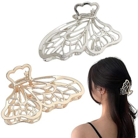 Sommerfugl Hårklemmer, 2 Styk Anti-Skrid Hårklemmer, Stilfulde Og Smukke Metal