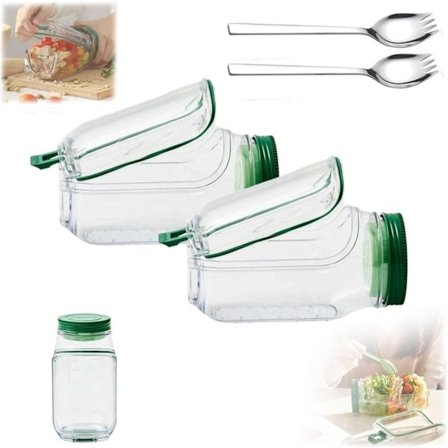 Bærbar salatboks, vertikal lagdelt salatspod med innebygd bolledesign, fersk salatbolle, separate rom salater kobberkrukker