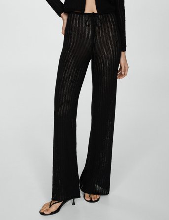 Mango Straight Knitted Trousers - Black - S