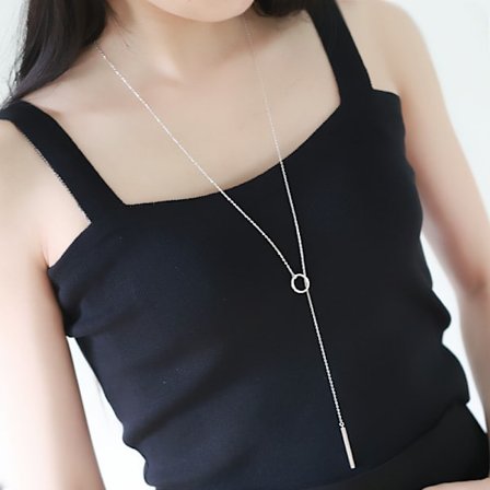 Halsband Öppen Cirkel Y Halsband Vertikal Stång Looped Långt Halsband