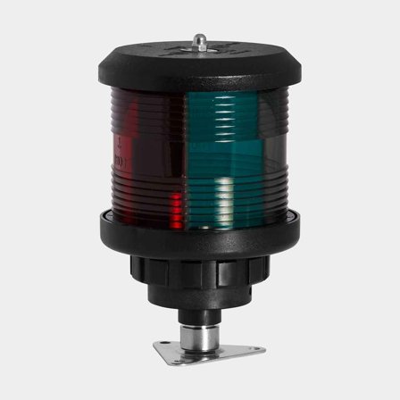 Yhdistelmälyhty kannelle asennettavaksi Den Haan, 25 W, 12 - 24 V, 112.5°/112.5°/135°, musta muovi/ruostumaton teräs, 140 x Ø92 mm, valkoinen/vihreä/