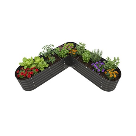 L-formet metalhøjbed til grøntsager og krydderurter