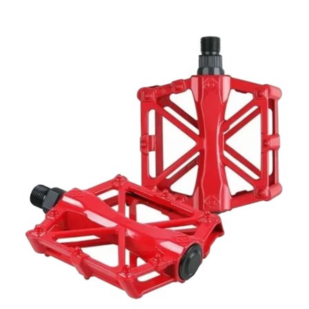 Mountainbike pedaler i aluminiumlegering, stabil ihålig design, lätt vikt, hög styrka, breda pedaler för landsvägscykel, röd