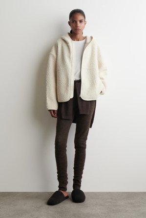 COS Women's Hooded Teddy Jacket in White