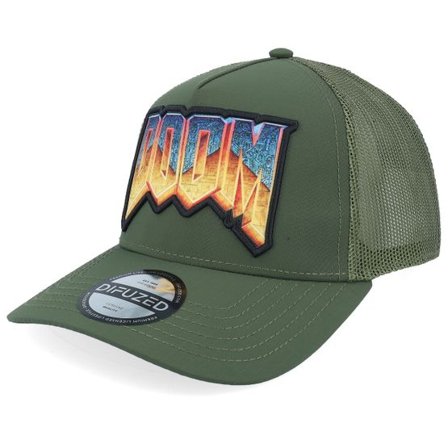 Difuzed - Svart trucker Keps - Doom Cap Green Trucker @ Hatstore