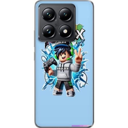 Kompatibel Mobilcover til Xiaomi Xiaomi 14T Pro Farverig Roblox-karakter med controller og energifyldt splash art design, perfekt til børneværelser