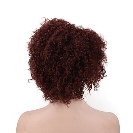 TG Kvinde Paryk Håndrullet Lille Krøllet Hår Afro Ensfarvet Cover W35 (Vinrød)