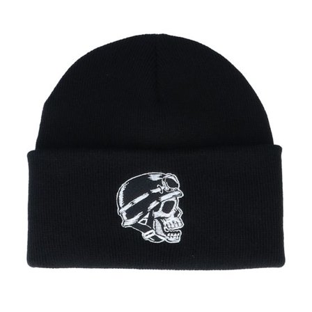 Born To Ride - Svart cuff Beanie - Biker Skull Black Cuff @ Hatstore