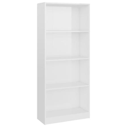Vidaxl Bokhylla 4 Hyllor Vit Högglans 60x24x142 Cm Konstruerat T Vit