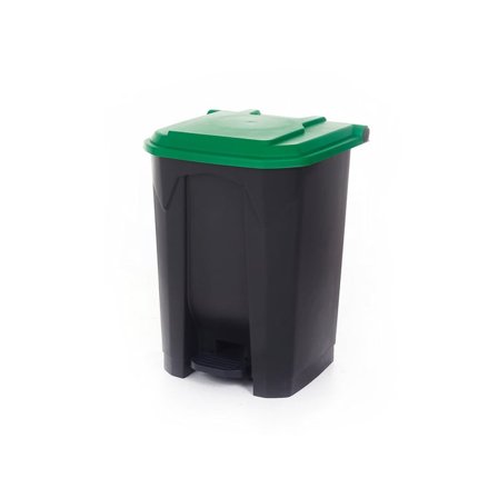Pedal bin with coloured lid, 50 L, dark grey, green lid