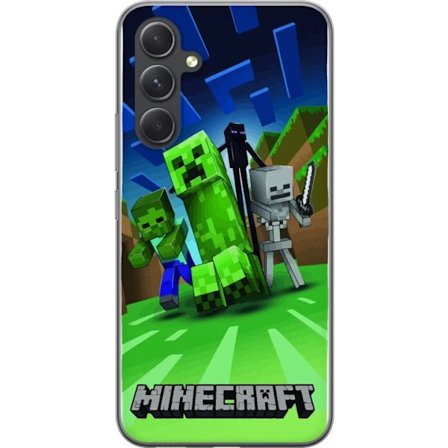 Kompatibelt Mobilskal till Samsung Samsung Galaxy S24+ Minecraft Creeper mobilskal i klassisk grön pixelstil