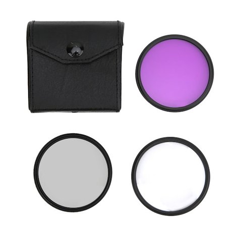 58mm optiskt glasfilterkit UV CPL FLD med förvaringsväska för DSLR-kamera
