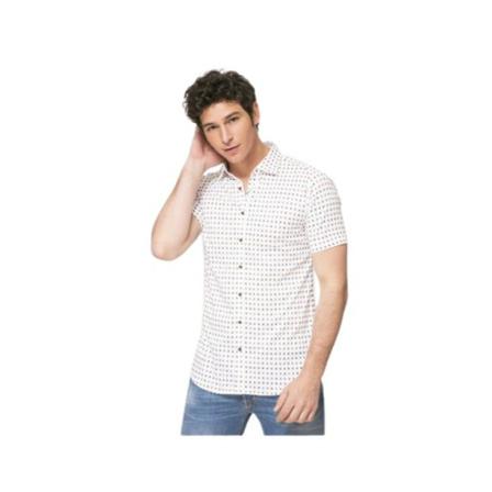 Desoto Short-sleeved shirt with small floral patterns Hvid, Herre Skjorter