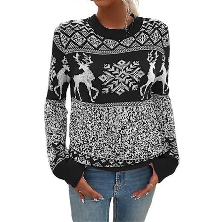 Skjorter & Toppe Dame Sweater Jul Langærmet Juletrøjer Rund Hals Jumpere No3174