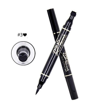 Kaksipäinen sinettileimasin ja eyeliner-kynä silmämeikki kosmeettinen työkalu 3# Sydän