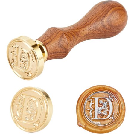 Träsigillstämpel med mässingsstämplar med alfabetets bokstäver, 25 x 14 mm, 75 mm, Bokstav-D, 25x14mmx75mm