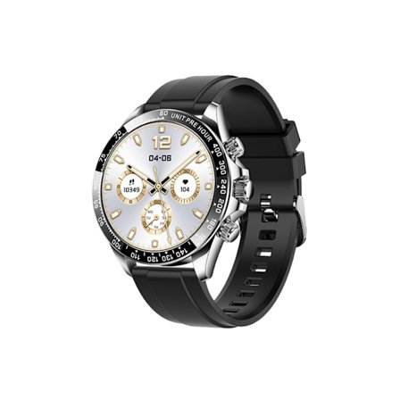 Smartwatch med Bluetooth-samtal, roterbar knapp, pulsmätning och blodtrycksmätning, svart